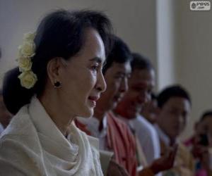 Puzzle Aung San Suu Kyi πολιτική και ακτιβιστής της Βιρμανίας